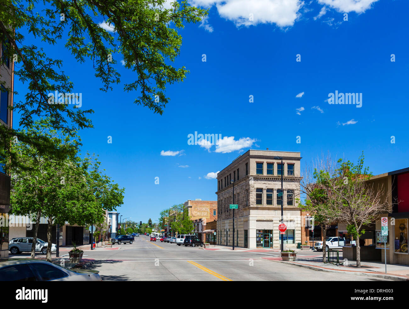 West 17th Street in the historic downtown district, Cheyenne, Wyoming, USA Stock Photo