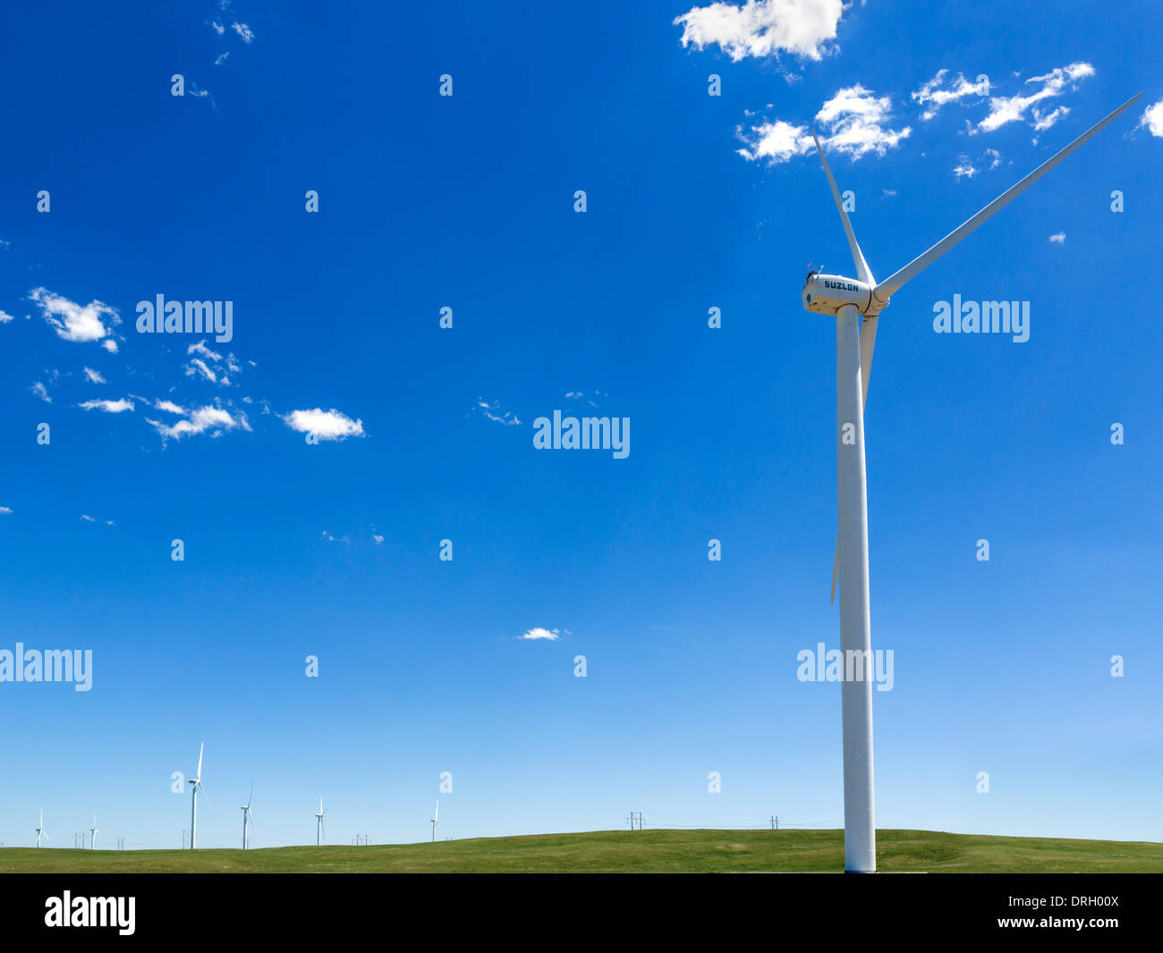 Wind farm outside Cheyenne, Wyoming, USA Stock Photo