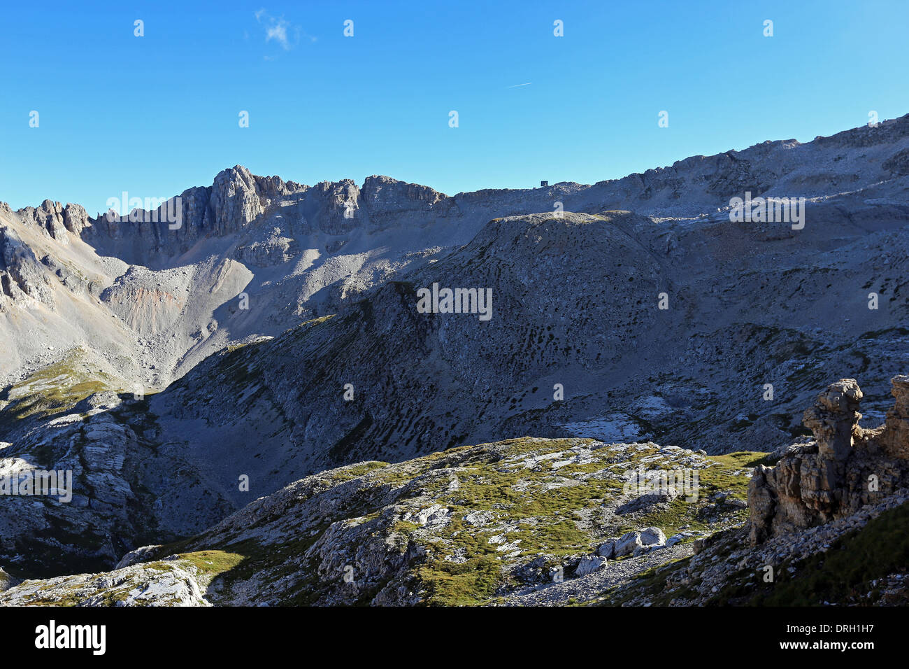 The Latemar mountain range. The Dolomites of Fiemme Valley.  Valsorda valley; Lastei di Valsorda, Cima Feudo. Trentino, Italian Alps. Europe. Stock Photo