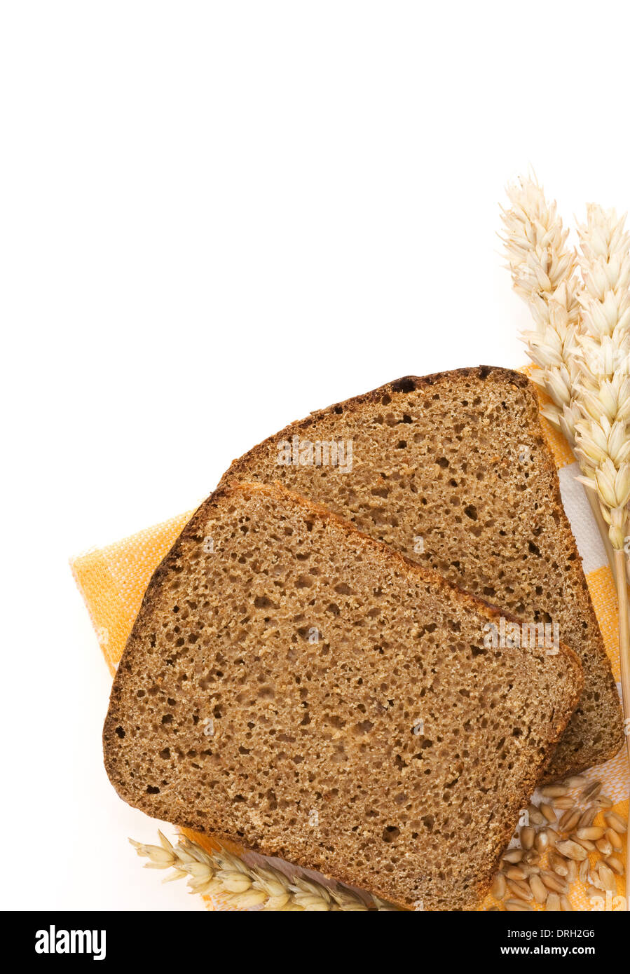 rye bread and ears of wheat isolated on white background Stock Photo ...