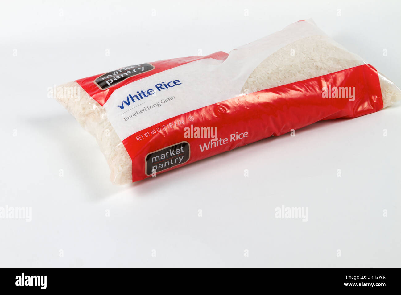 A Bag Of Market Pantry Long Grain Rice On A White Background Stock