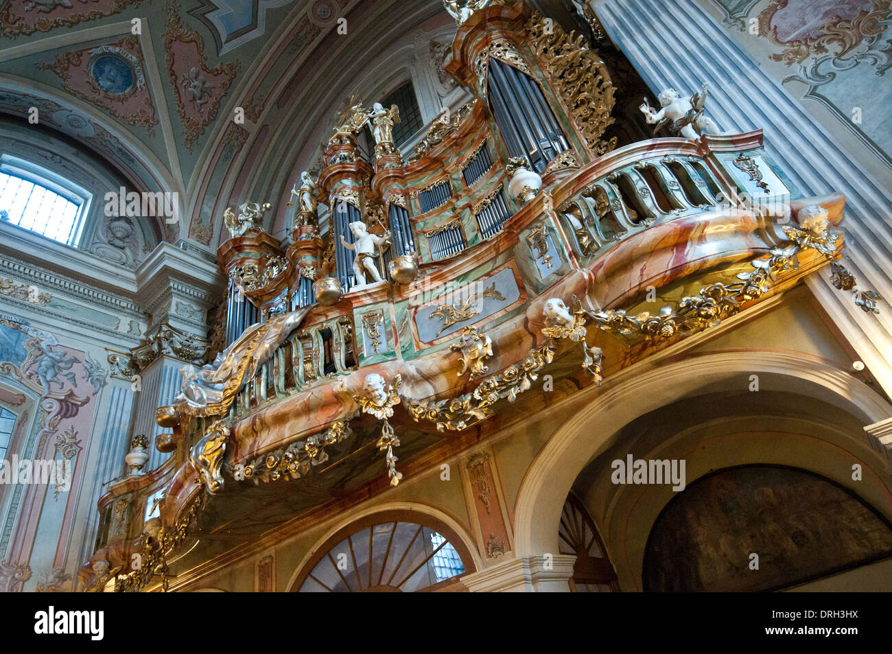 organ in St. Anna's Church in Warsaw, Poland Stock Photo
