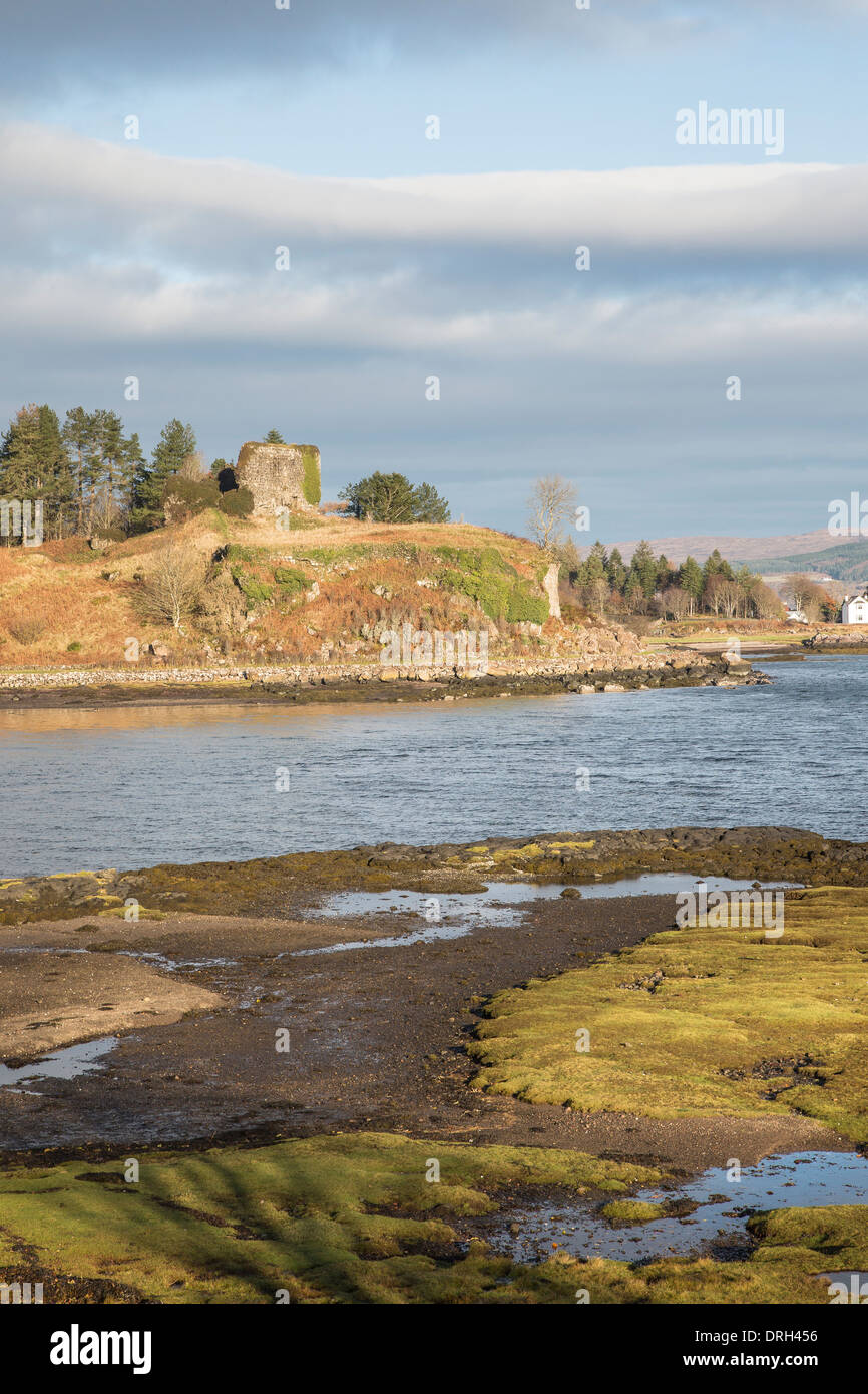Aros Castle ruins on the Isle of Mull. Stock Photo