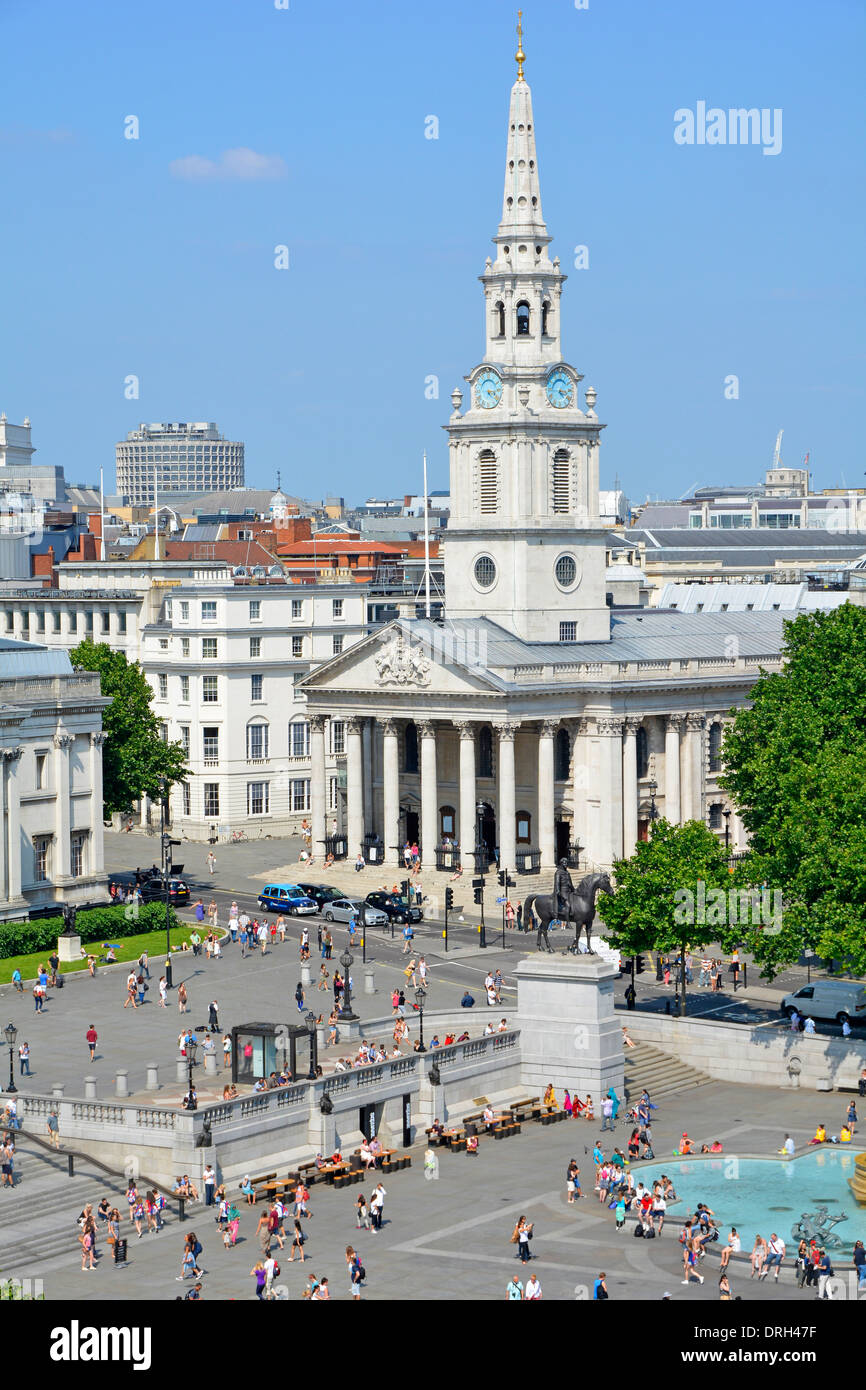 Looking down on Trafalgar Square and St Martins in the Field church Stock Photo