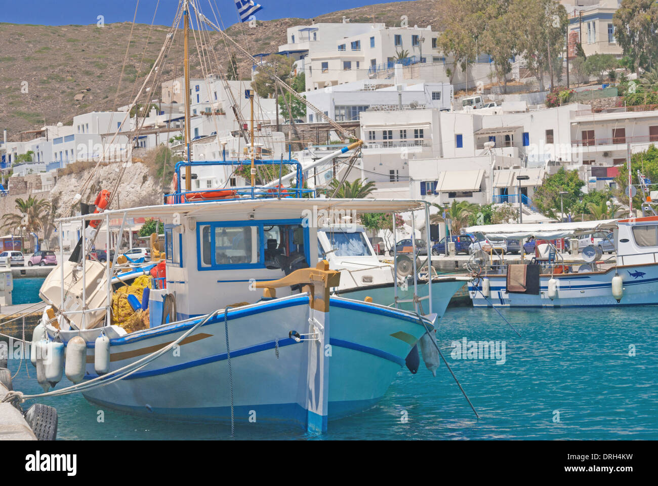 Port on the island of Milos Stock Photo Alamy