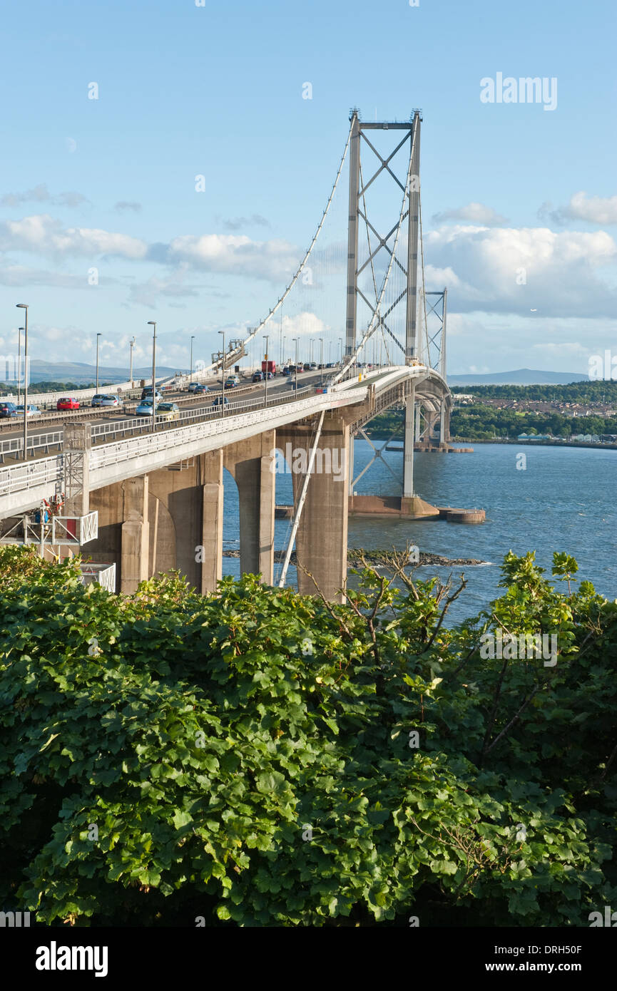 Forth Road Bridge across Firth of Forth estuary. North Queensferry, Scotland Stock Photo