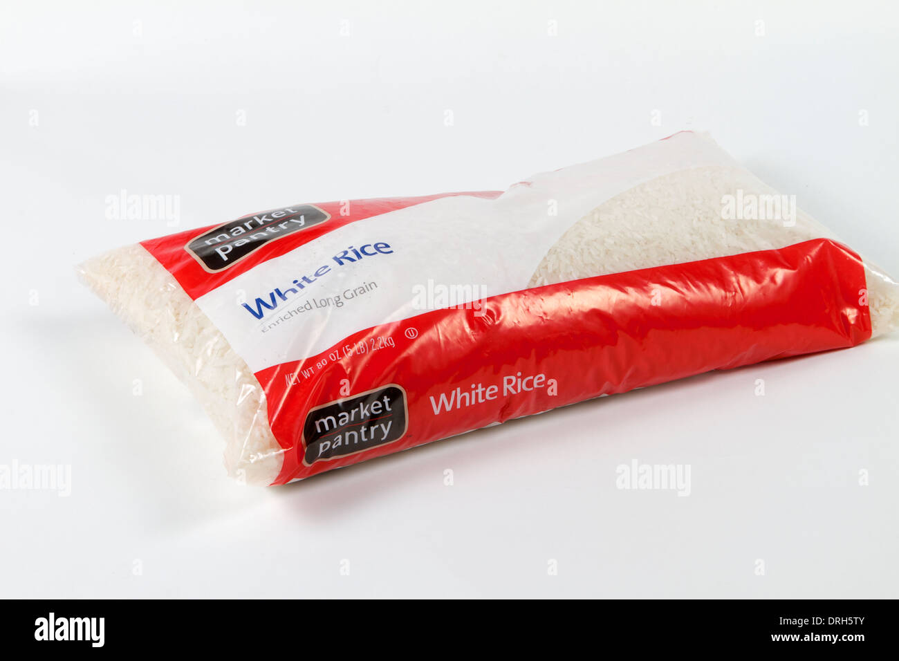 A Bag Of Market Pantry Long Grain Rice On A White Background Stock