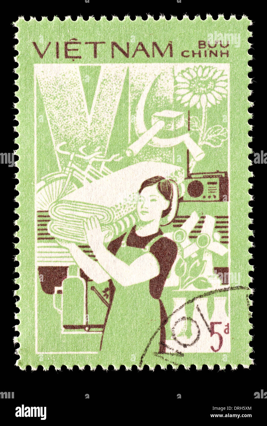 Postage stamp from Vietnam depicting textile worker Stock Photo - Alamy