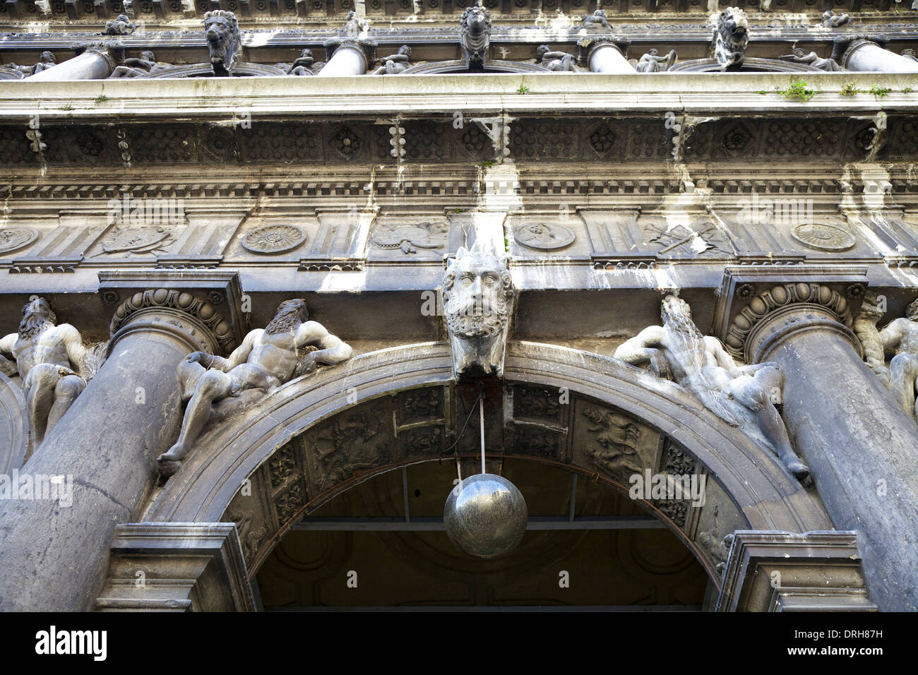 Architectural detail of the Procuratie Vecchie in Piazza San Marco, Venice, Veneto, Italy Stock Photo