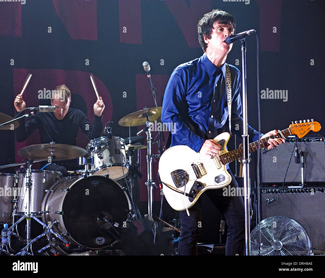 Johnny Marr of Smiths Manchester Academy live on stage playing fender guitar England UK 2013 12-10-2013 Stock Photo