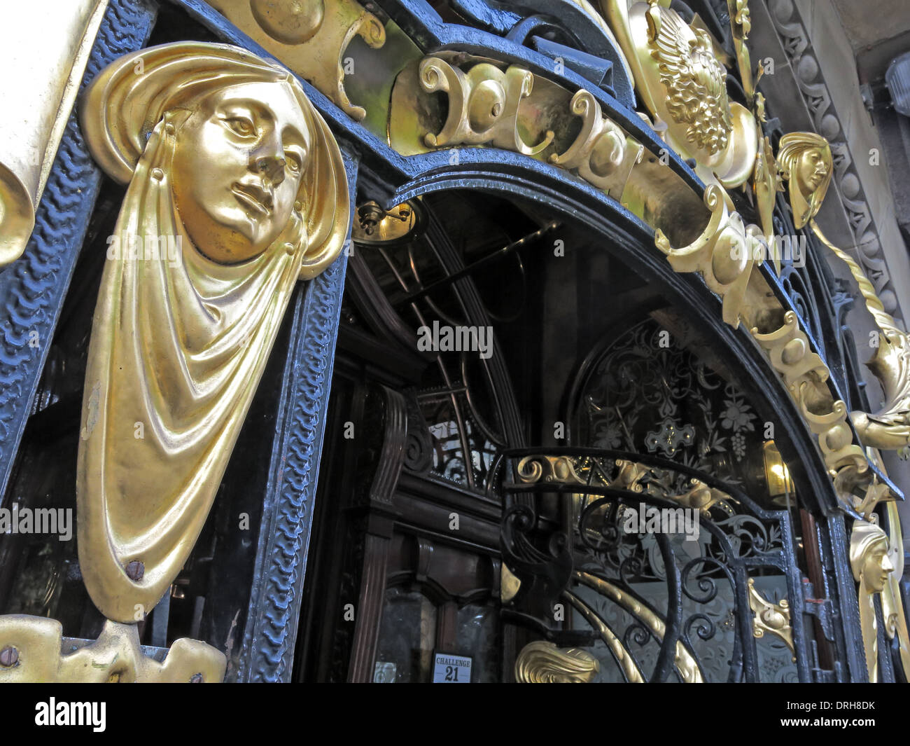 Ornate gold entrance to the Philharmonic Dining Rooms in Hope St, Liverpool, England UK Stock Photo