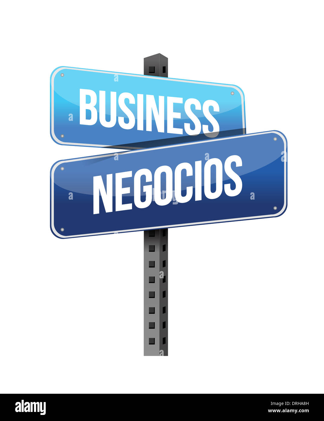 Business In English And Spanish Sign Illustration Design Over White