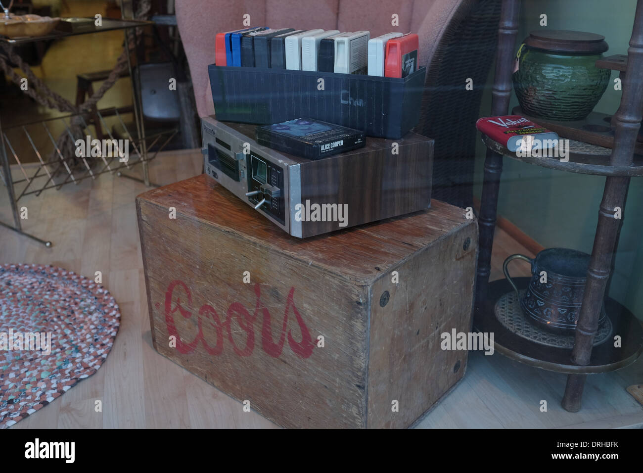 Vintage eighttrack player with Alice Cooper eighttrack cassette "From