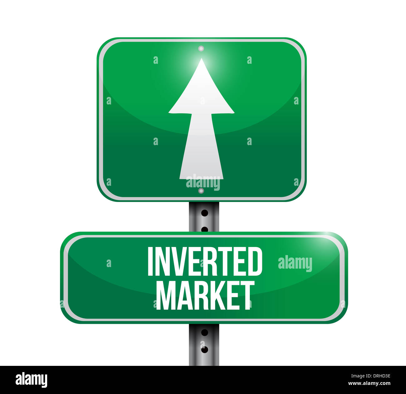 inverted market road sign illustration design over white Stock Photo
