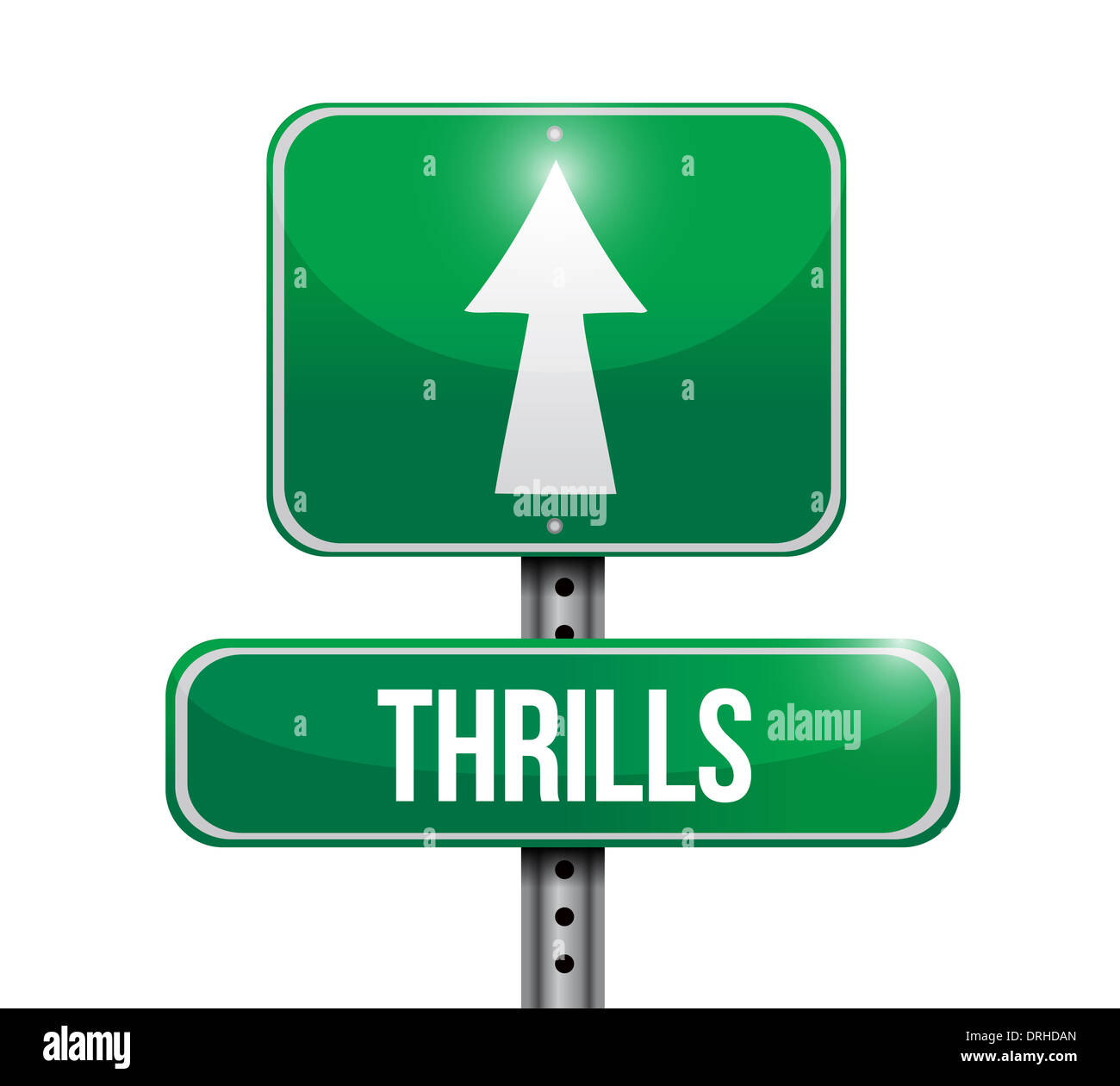 thrills road sign illustration design over a white background Stock Photo