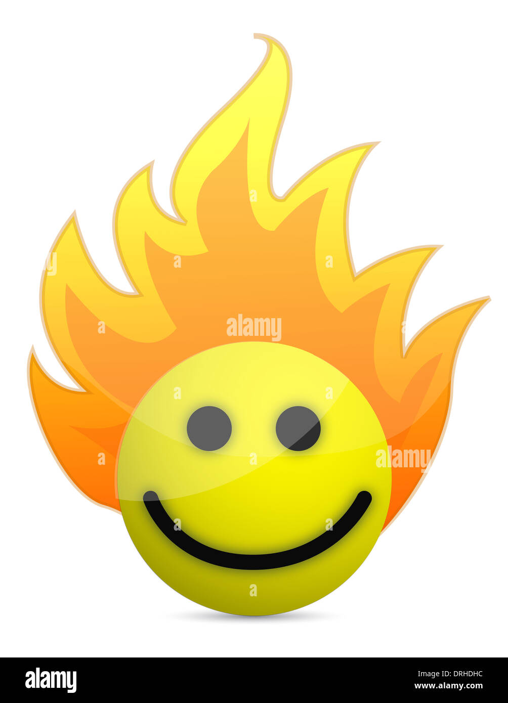 Fire icon with happy face illustration design over white Stock Photo ...