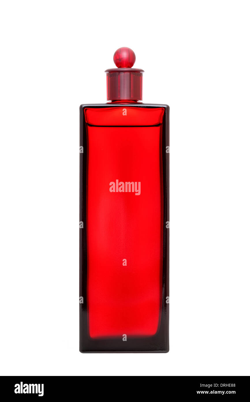 red perfume bottle Stock Photo