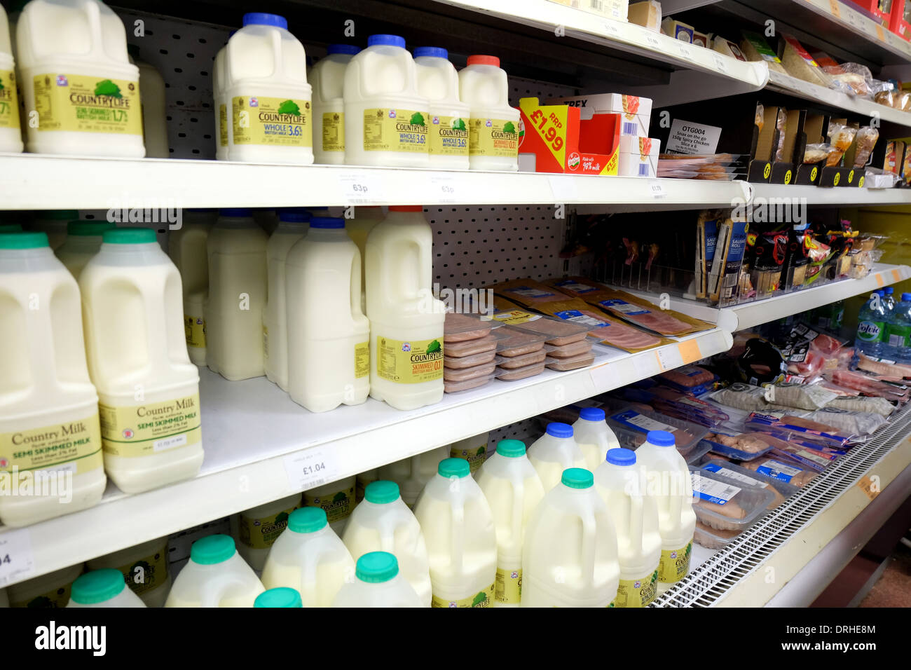 Grocers milk meat bacon chicken shop shopping shops dairy hires stock