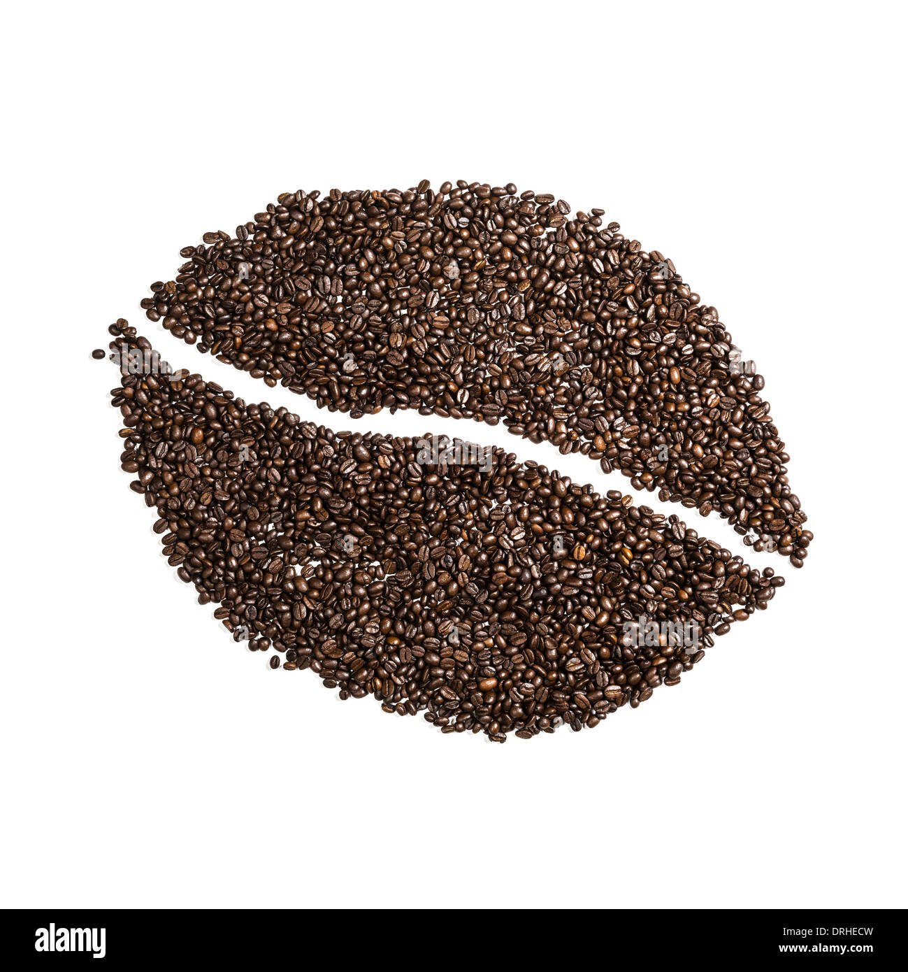 Image of a coffee bean made from coffee beans isolated on white