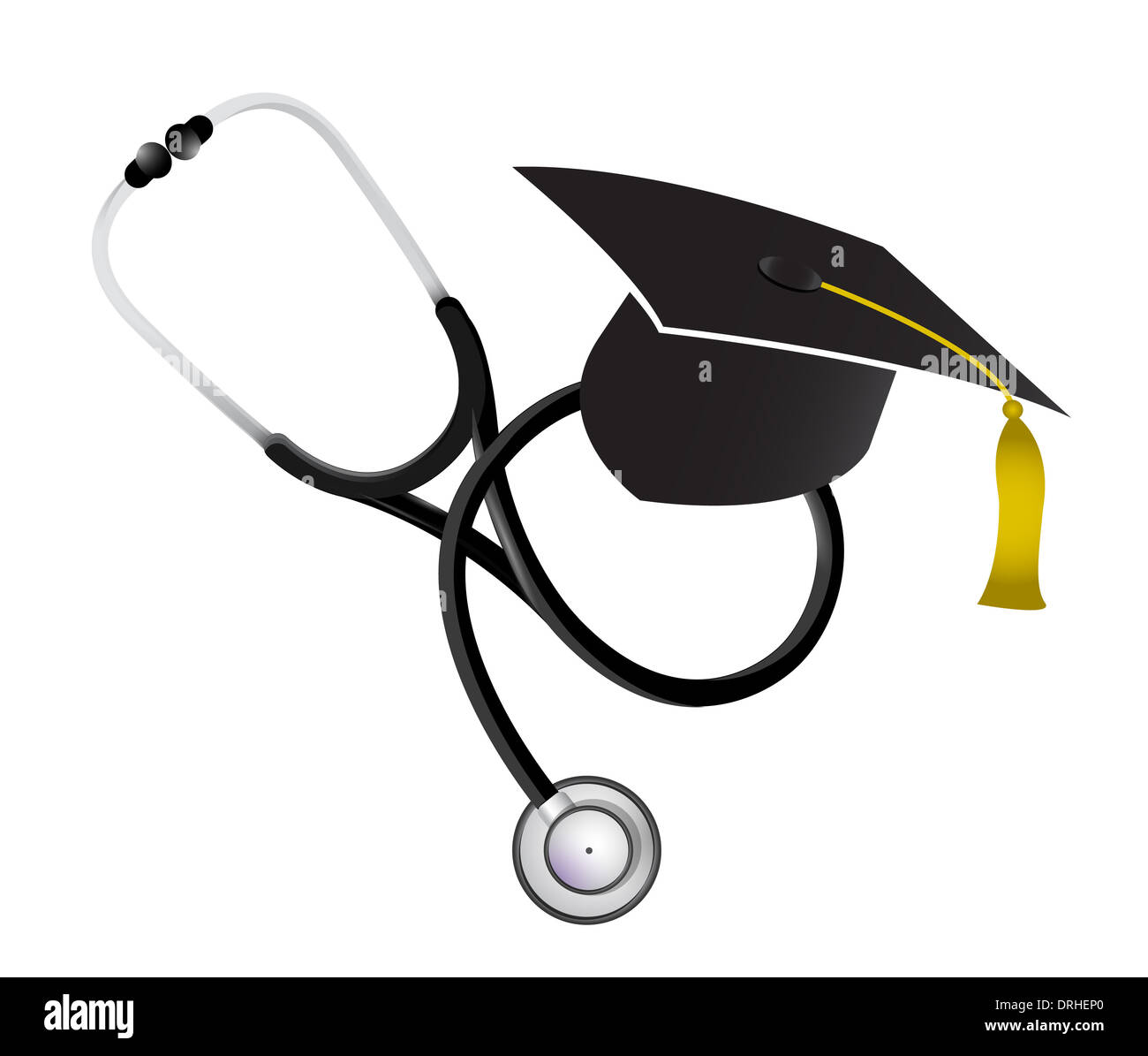 Medical Graduation Stethoscope Illustration Design Over White