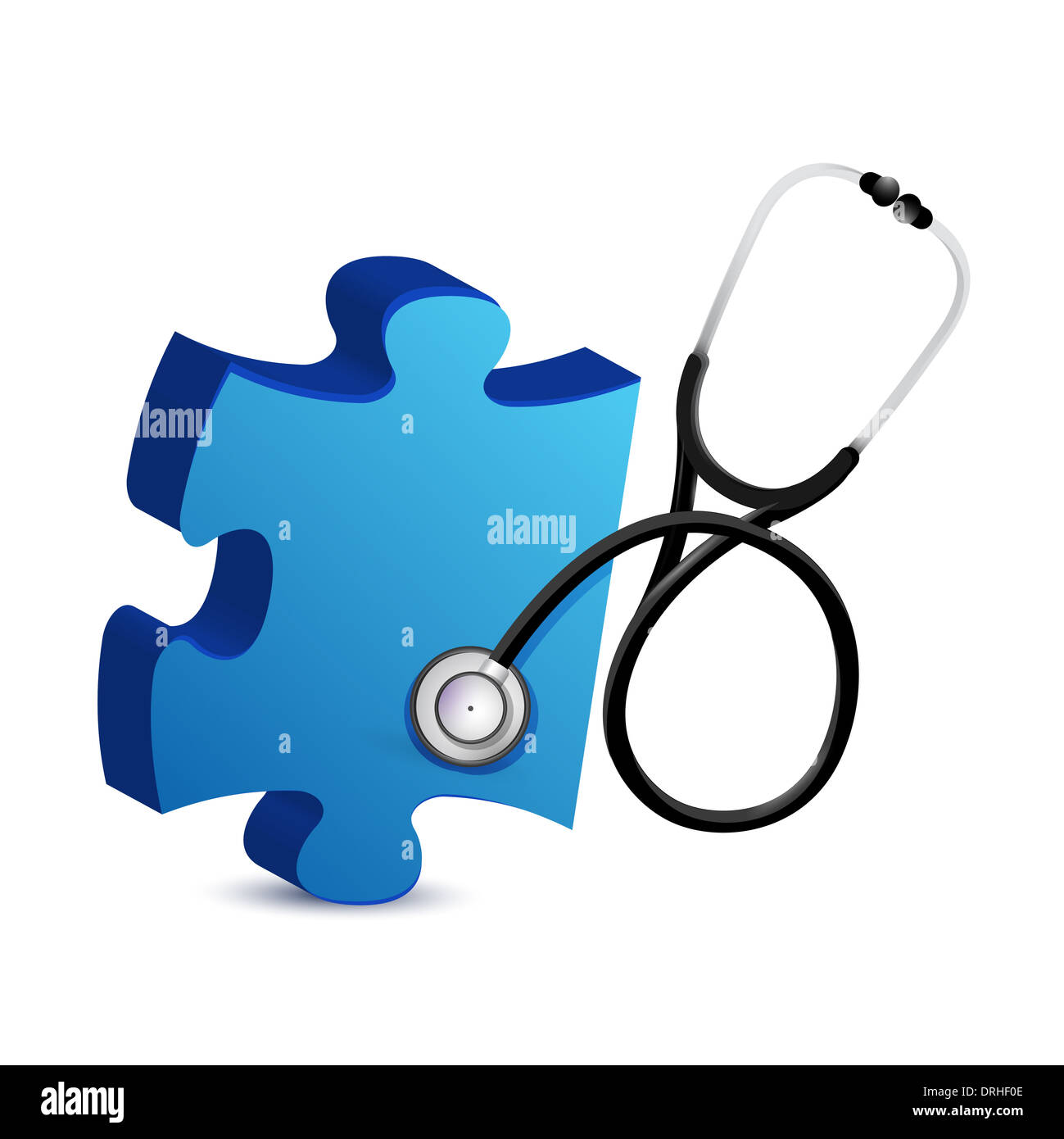 puzzle piece with a Stethoscope illustration design over white Stock ...