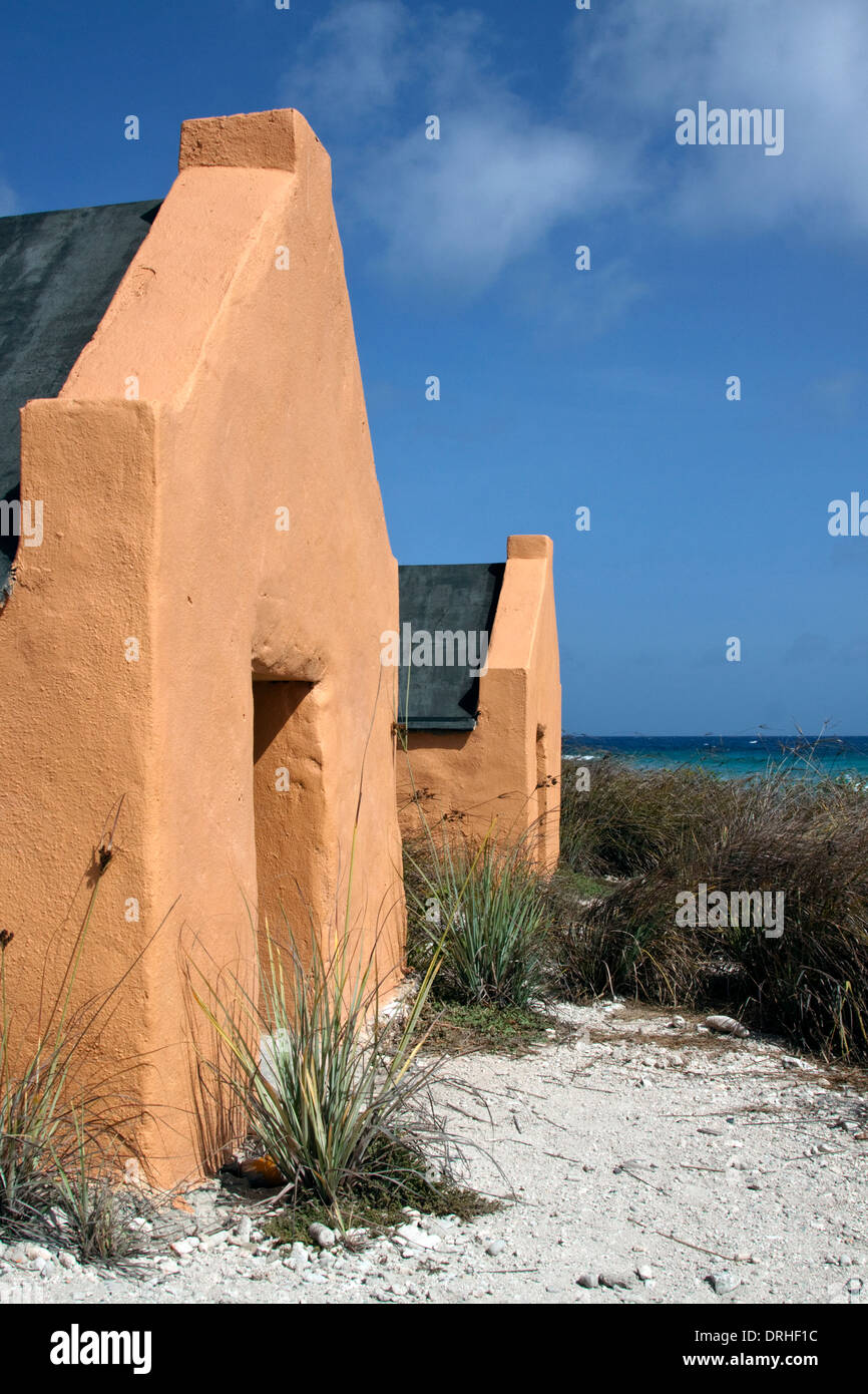 Two slave huts on the island of Bonaire Stock Photo