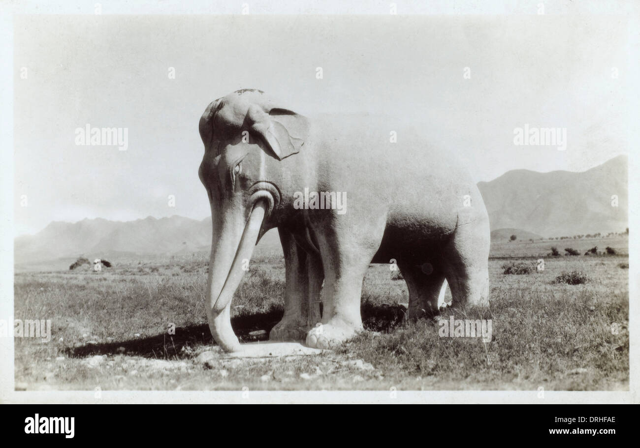 Stone Elephant, Ming Tombs, Beijing Stock Photo