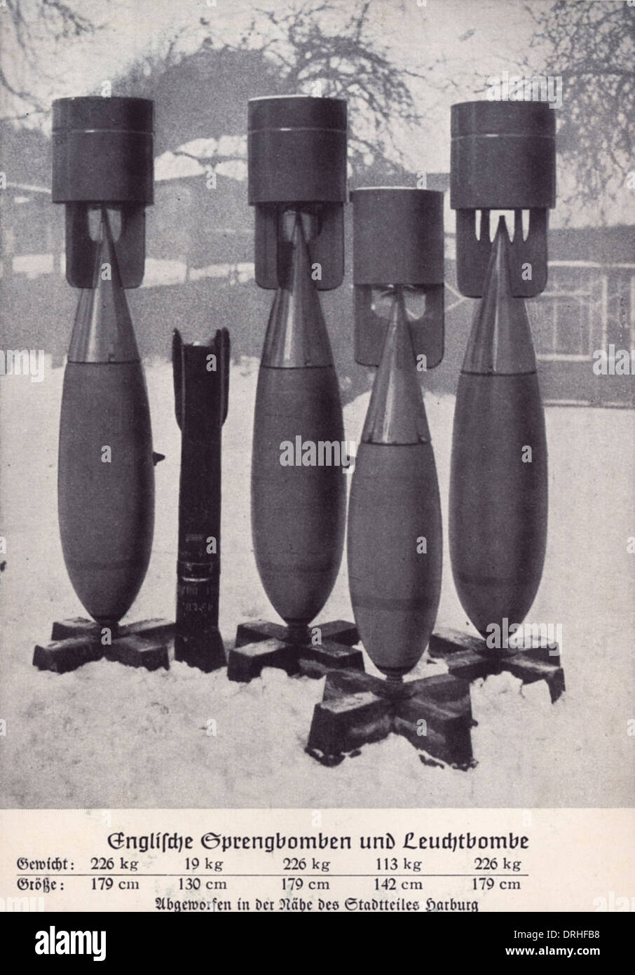 WW2 - Bombs dropped by the RAF on Hamburg Stock Photo