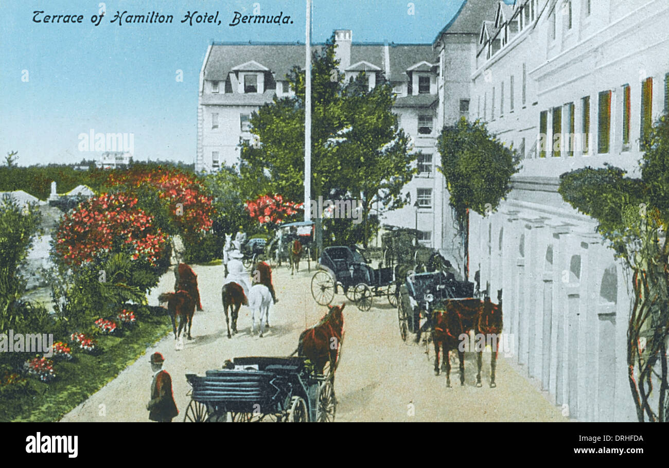 The Terrace of the Hamilton Hotel, Bermuda Stock Photo