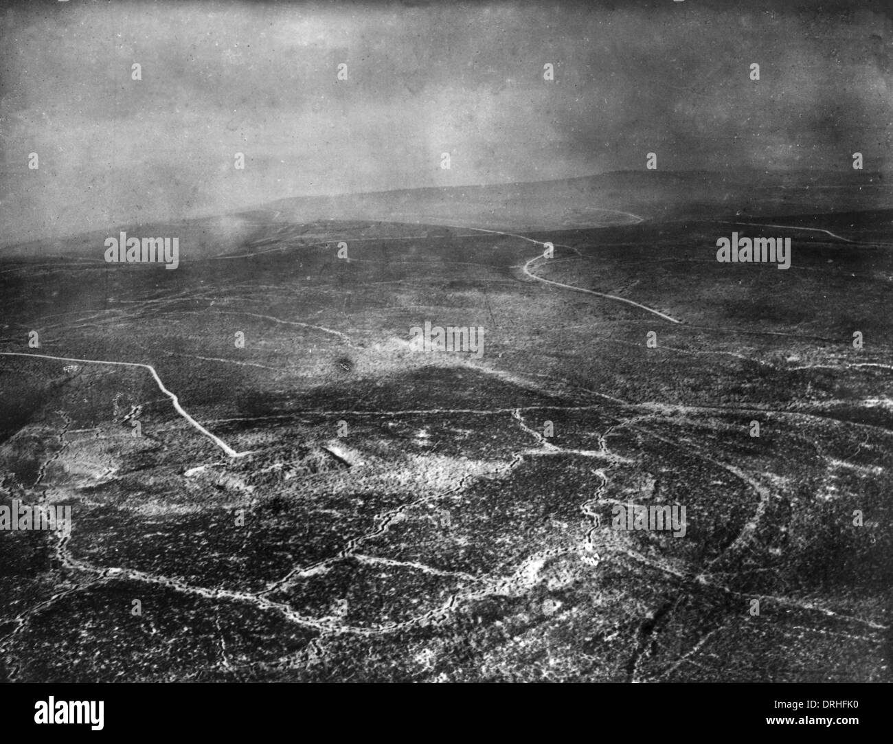 Aerial photograph of area around Fort Vaux, France, WW1 Stock Photo