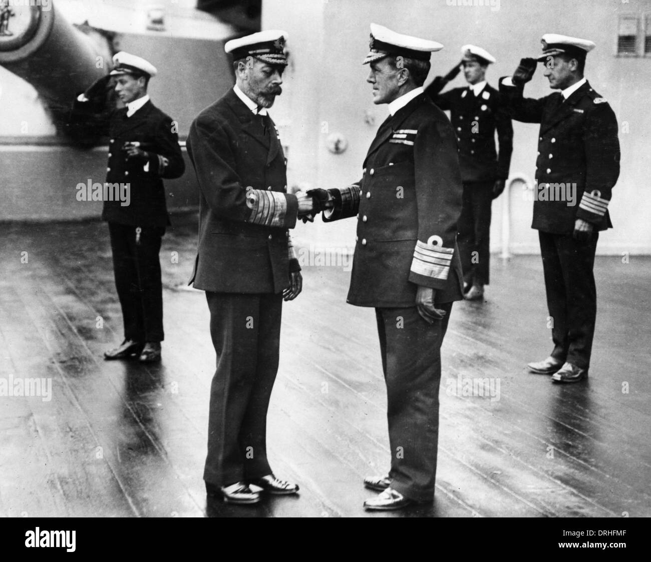 George V shaking hands with Admiral Sturdee Stock Photo