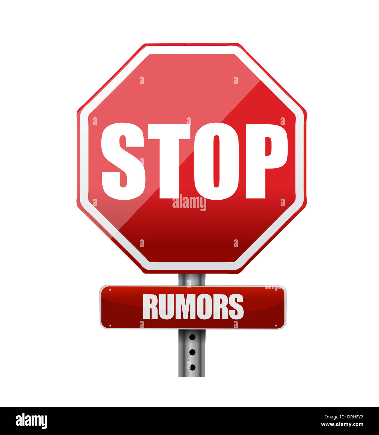 stop rumors road sign illustration design over white Stock Photo