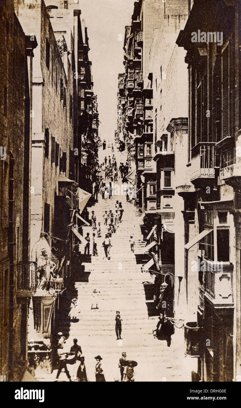 Malta - Strada St Lucia, Valletta - WWI era Stock Photo