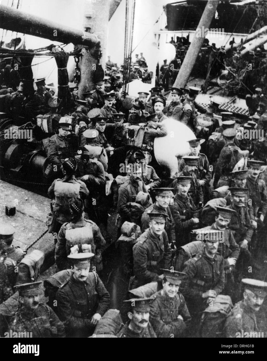 Soldiers on board SS Lake Michigan, WW1 Stock Photo