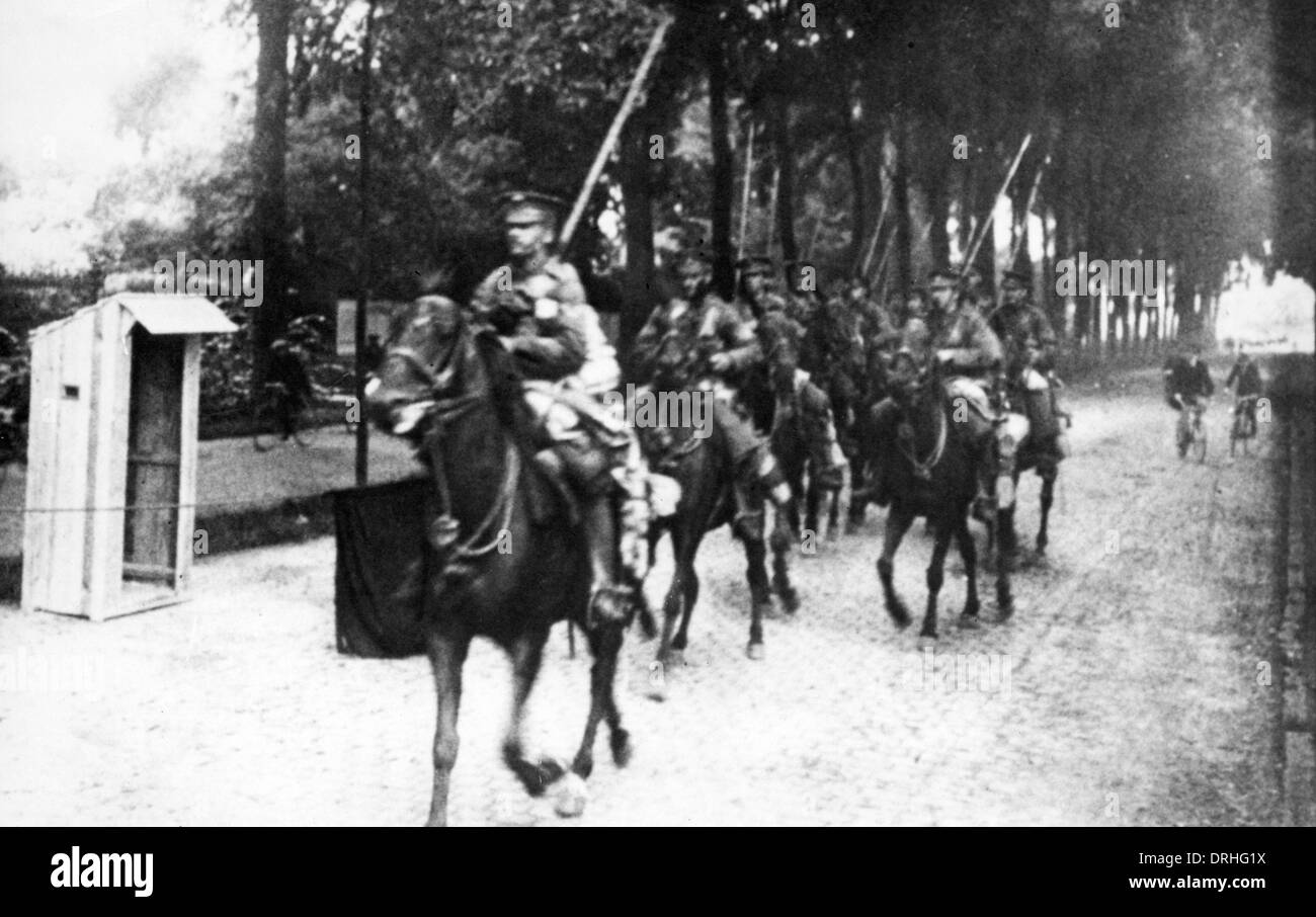 British Lancers in France, WW1 Stock Photo