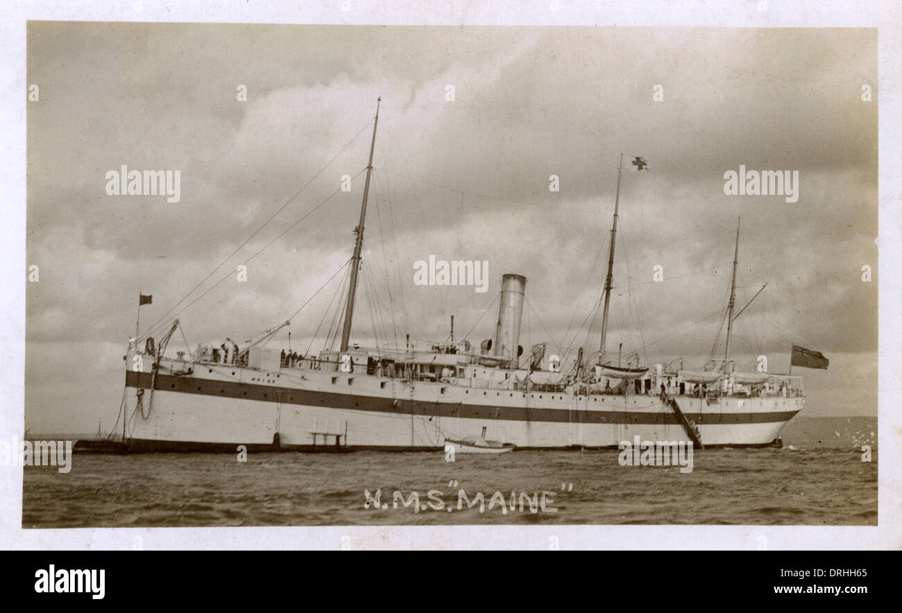 HMS Maine, an Auxiliary Hospital ship of the Royal Navy. Stock Photo