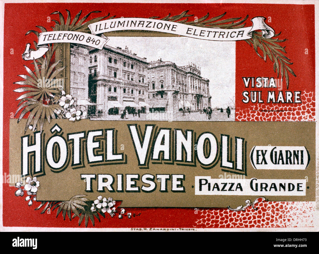 Art Nouveau Italian advertisement for The Hotel Vanoli Stock Photo
