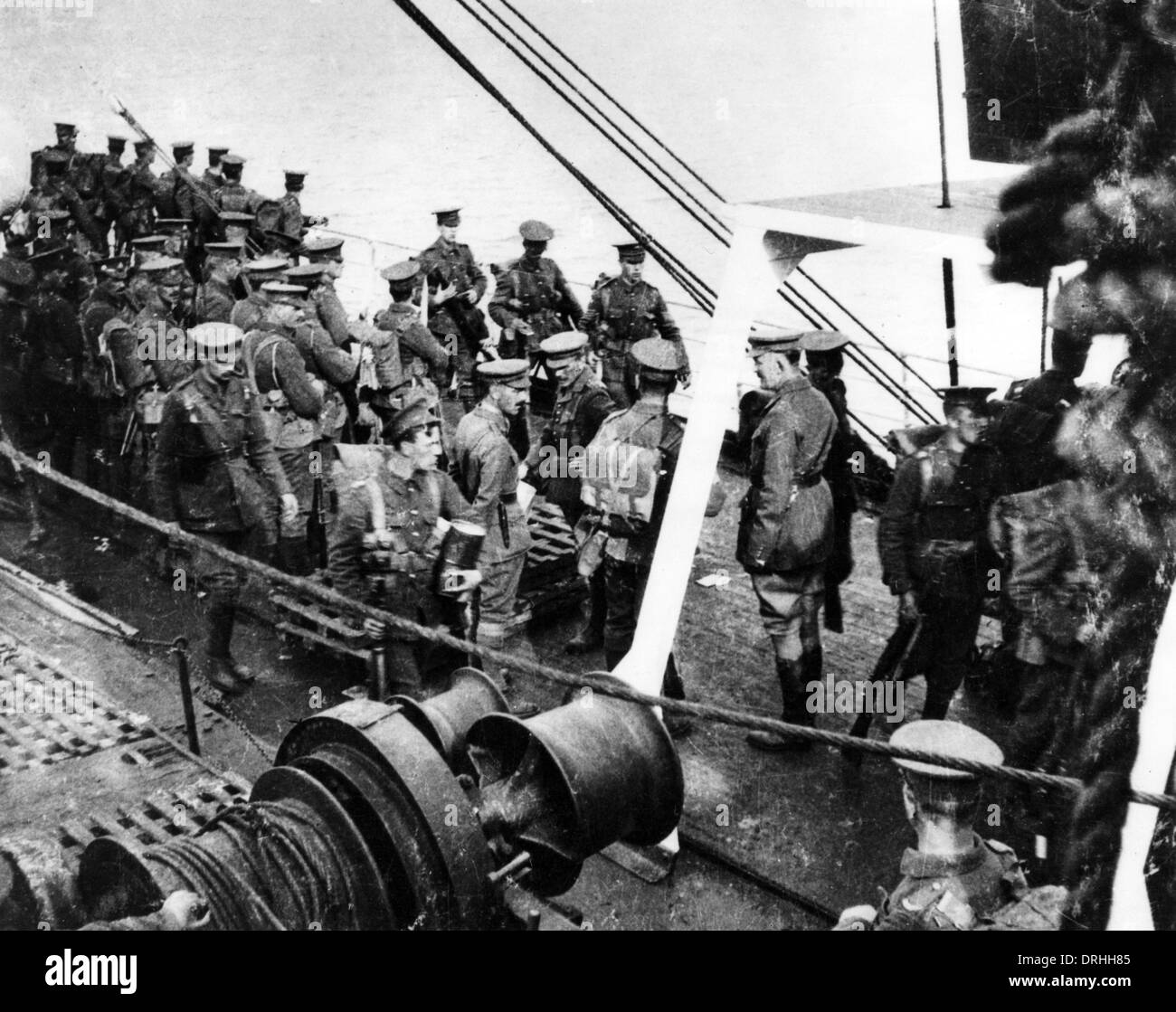 Scots Guards on board SS Lake Michigan, WW1 Stock Photo