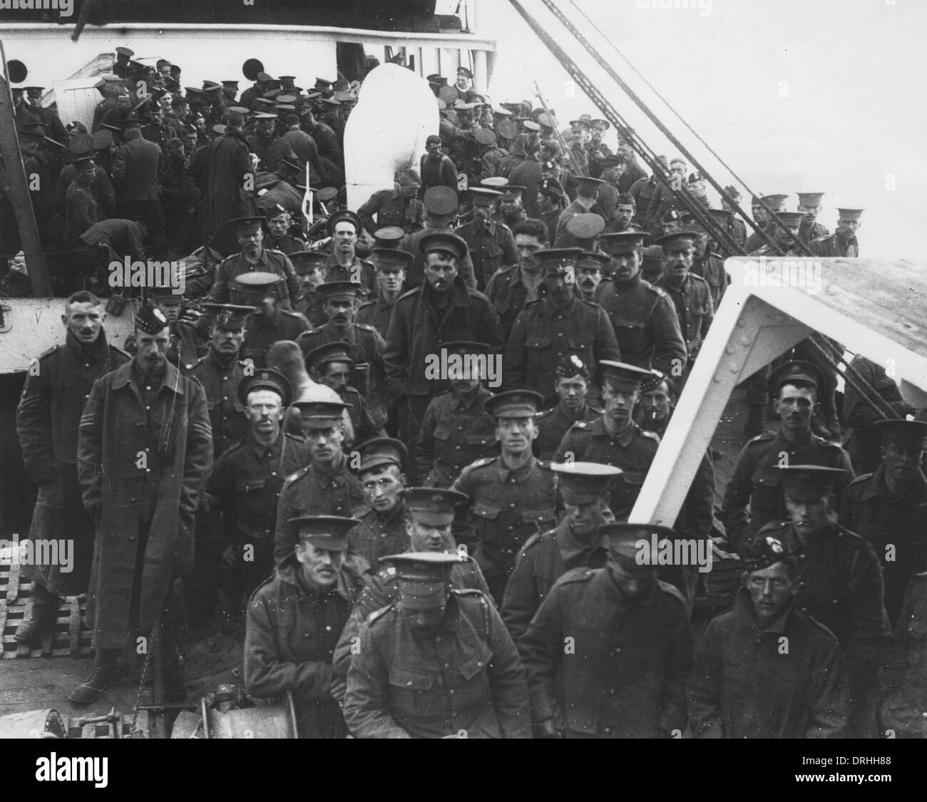 Soldiers on board SS Lake Michigan, WW1 Stock Photo