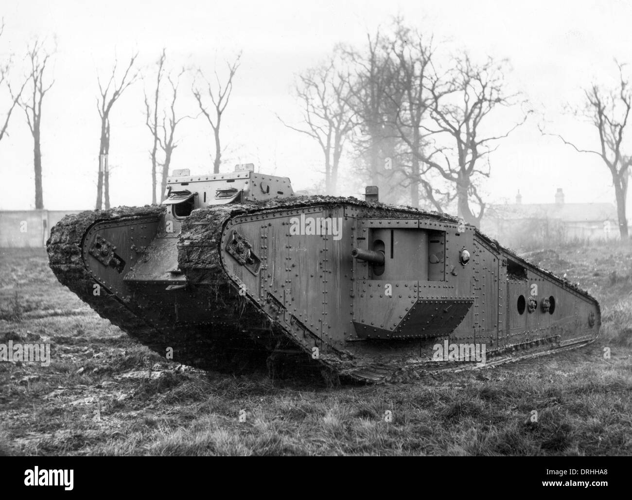 British Mark IV tank with Tadpole Tail, WW1 Stock Photo