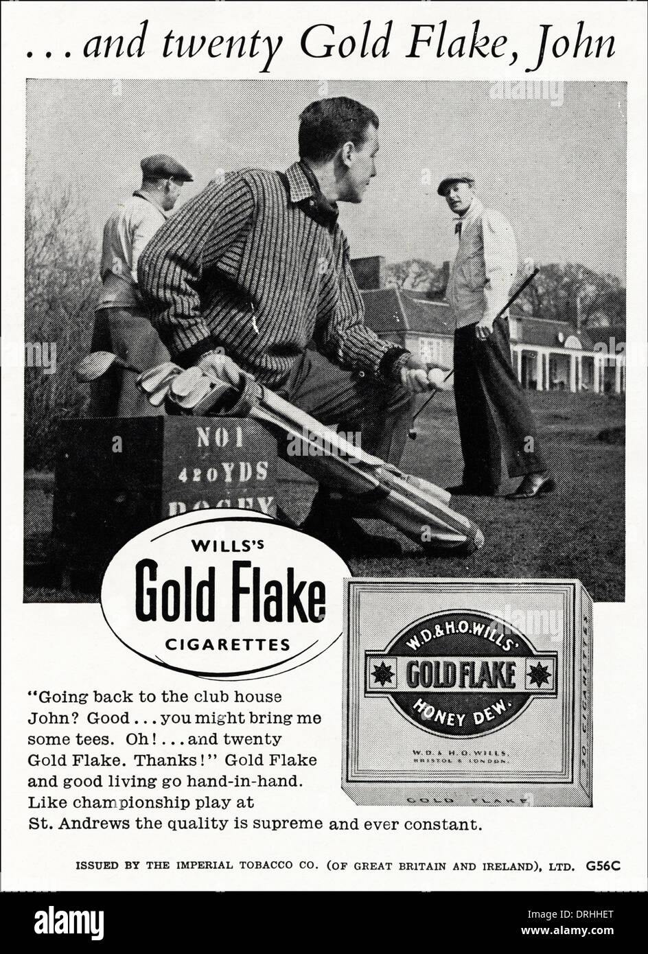 1950s advertisement advertising WILL'S GOLD FLAKE cigarettes, advert circa 1952. UK Stock Photo