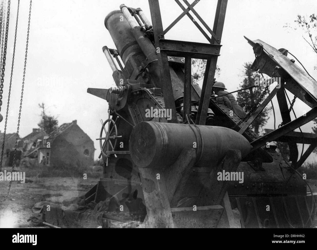 British Howitzer in action, Western Front, WW1 Stock Photo