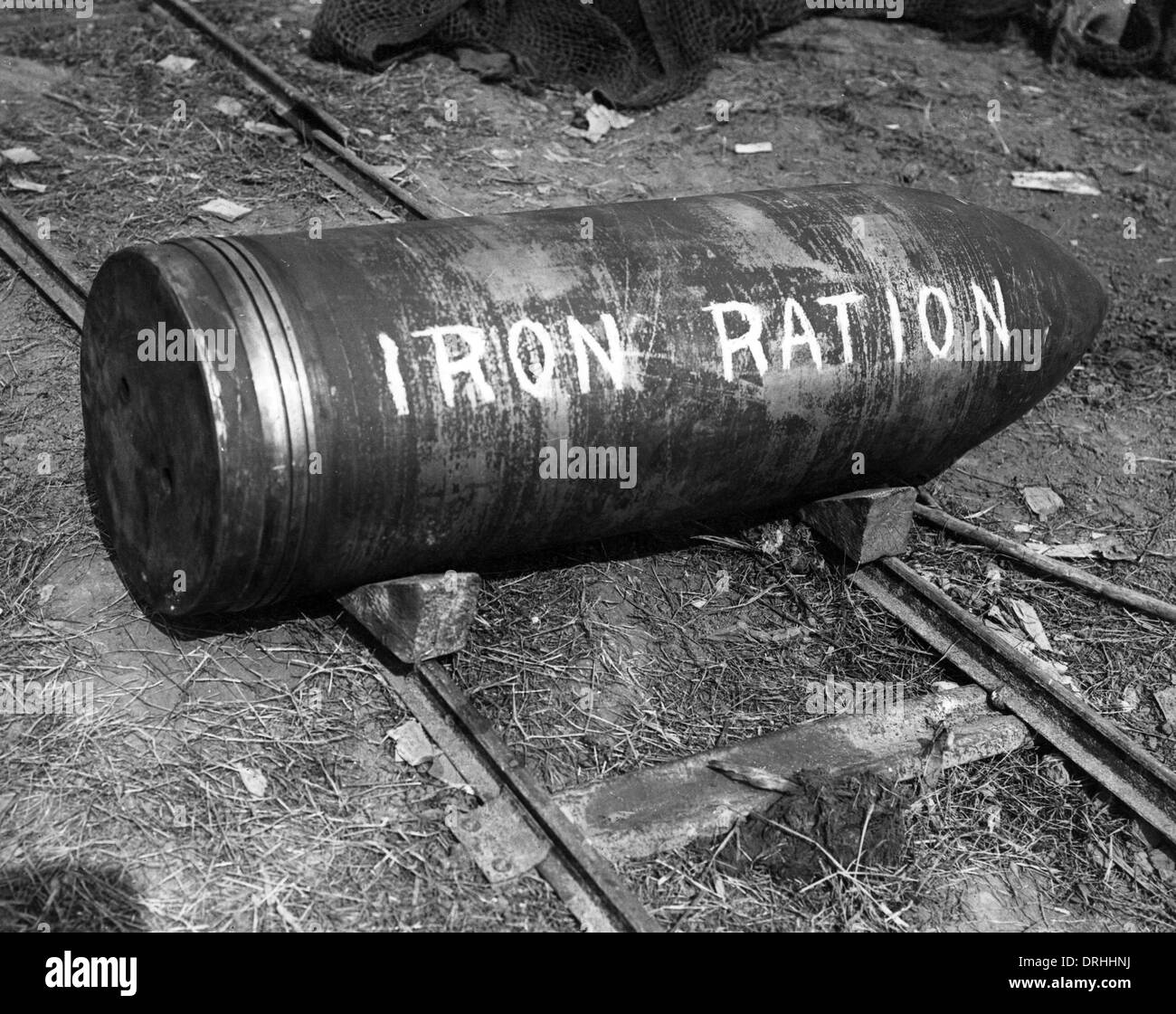 Howitzer shell, Iron Ration, WW1 Stock Photo