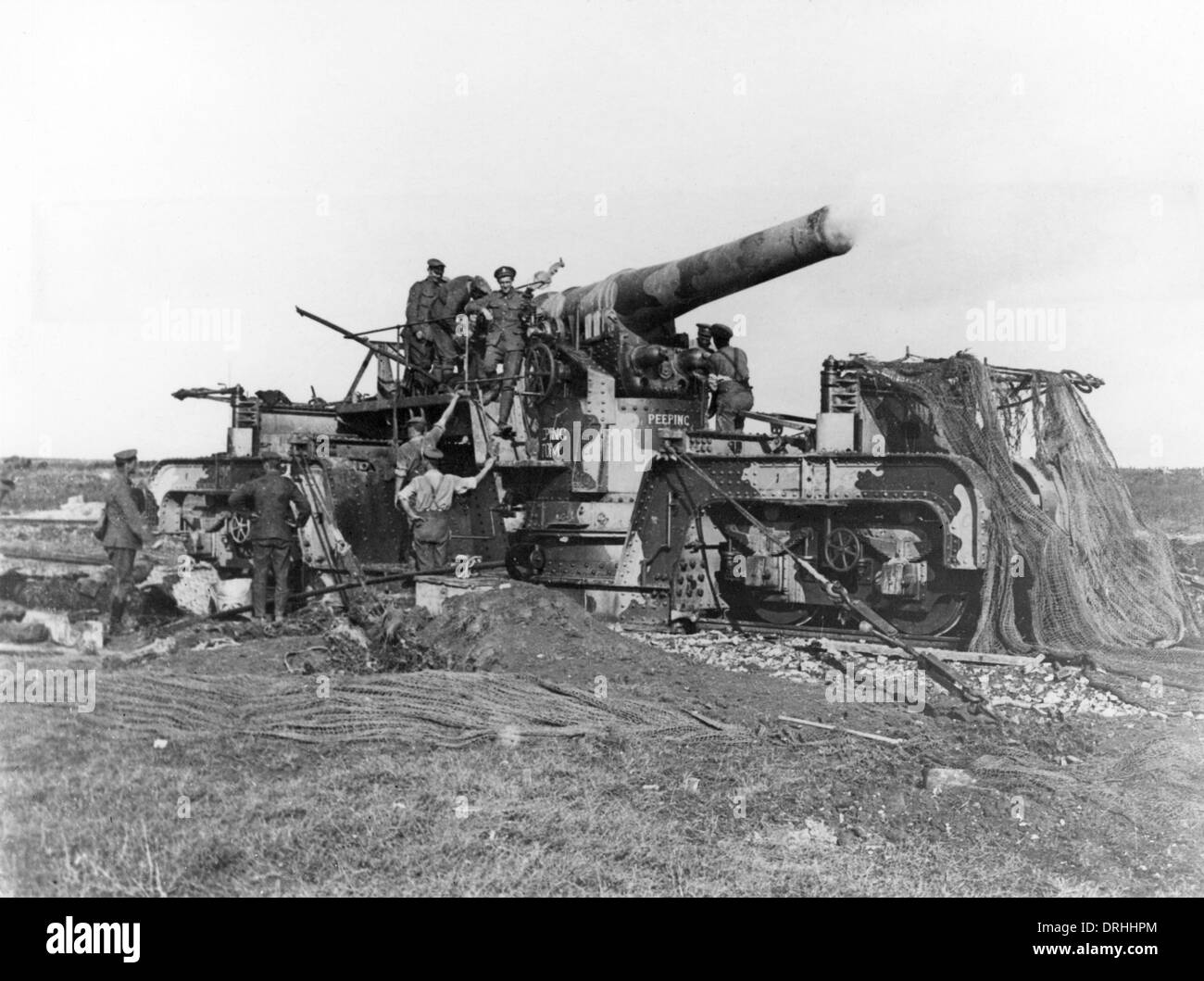 British 12 inch Howitzer, near Queant, France, WW1 Stock Photo