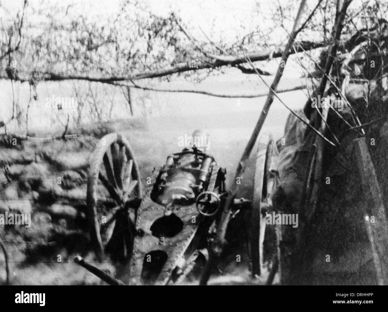 British 5 inch Howitzer, Richebourg, France, WW1 Stock Photo