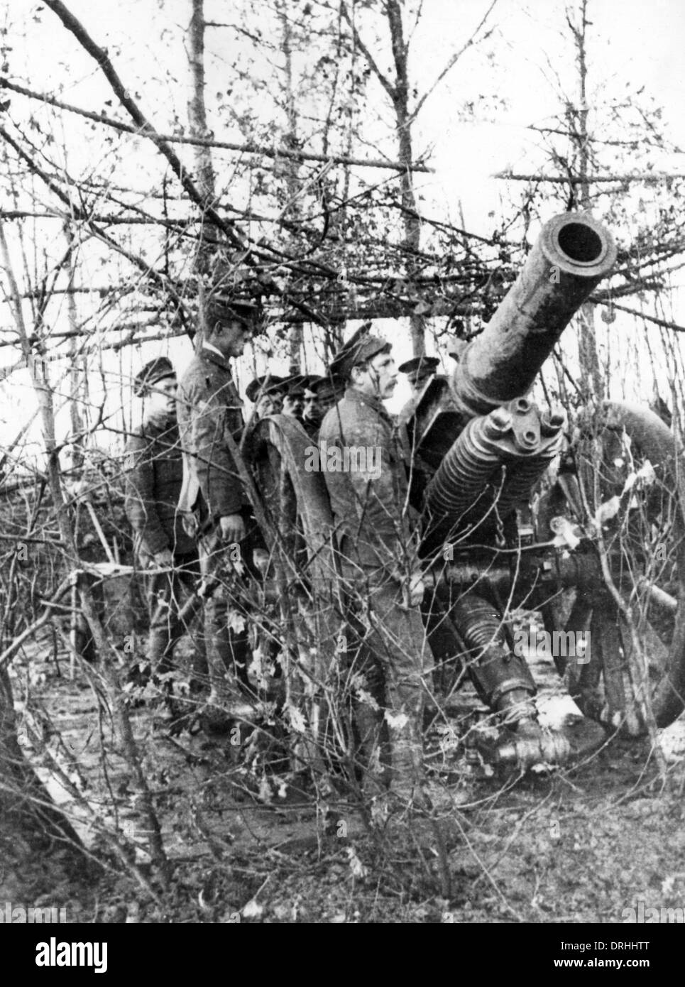 British 6 inch Howitzer, Ploegsteert Wood, Flanders, WW1 Stock Photo