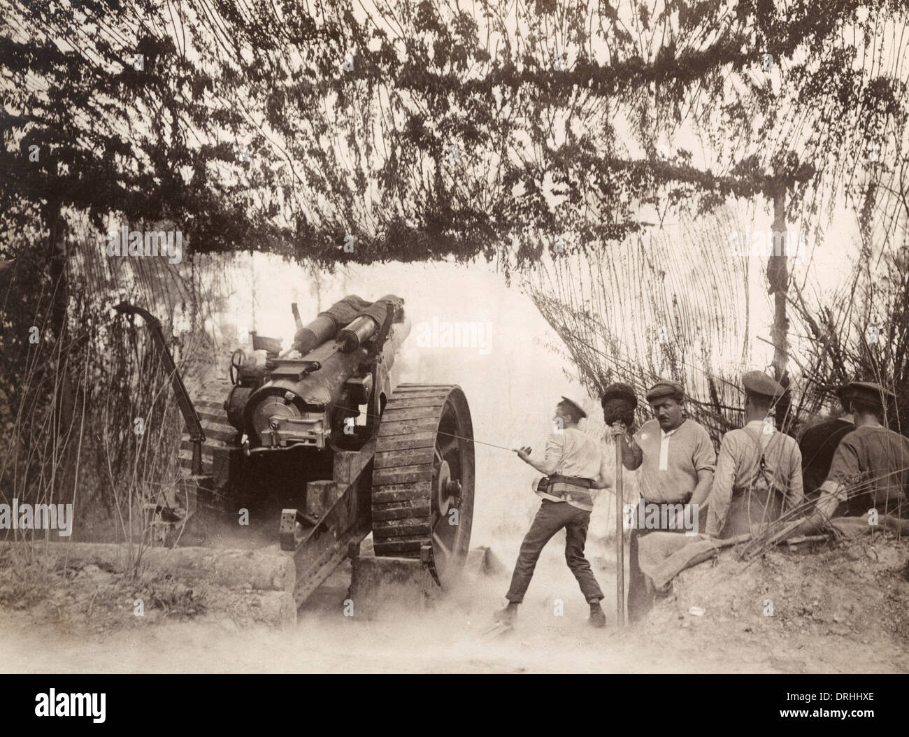 British heavy Howitzer on the Somme, France, WW1 Stock Photo