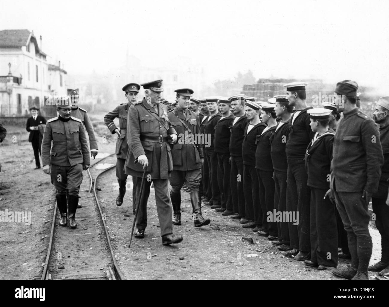 Admiral Trowbridge with Serbian sailors, WW1 Stock Photo