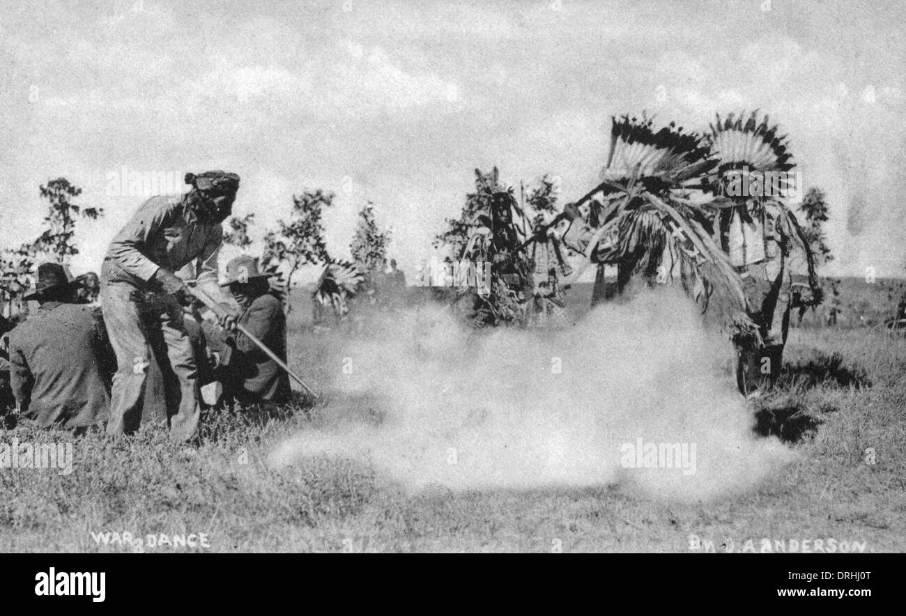 Native American Indians performing a war dance Stock Photo