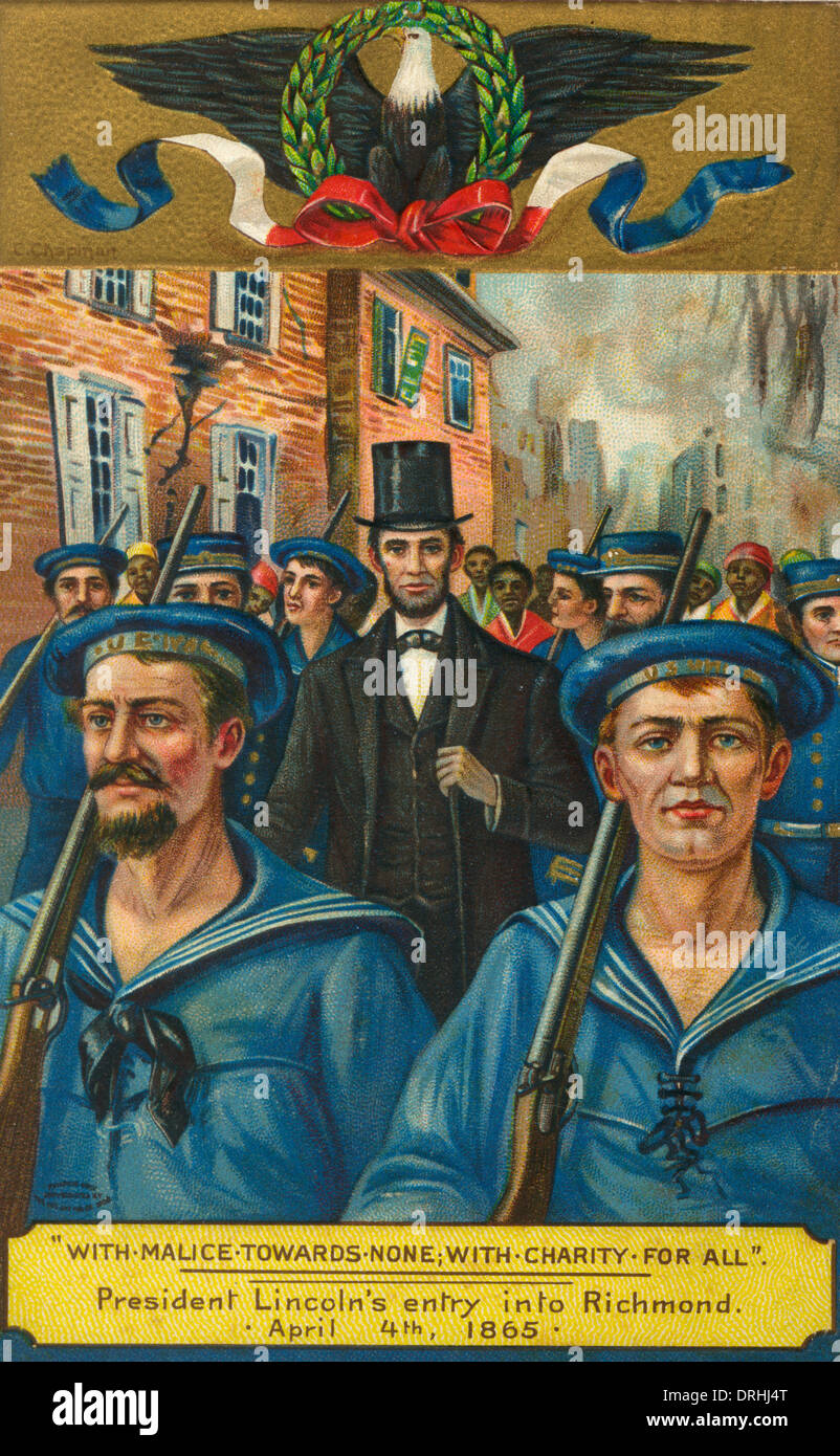 President Lincolns entry into Richmond. Civil War Stock Photo